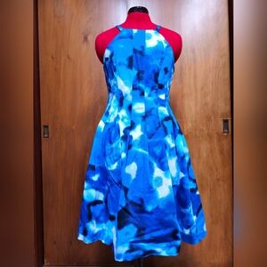 CK Halter Pleated Fit & Flare Dress